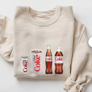 Cream Graphic Sweatshirt with Coca Cola Print
